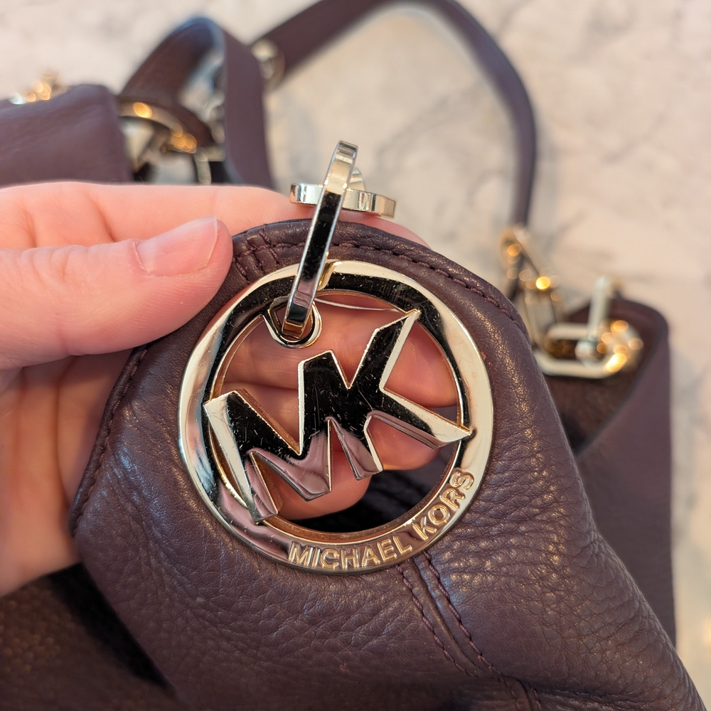 Michael Kors Plum Fulton Large Leather Hobo Bag with Gold Accents - Picture 4 of 10